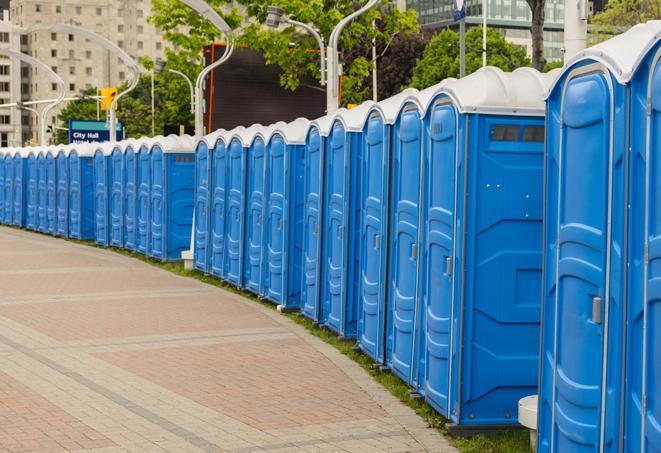 Seasonal porta potty units set up at a Gallup, New Mexico venue